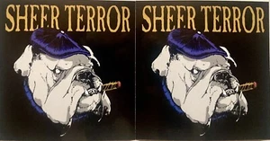 JUEGO DE 2 PEGATINAS SHEER TERROR CLÁSICO CON LOGOTIPO/FUENTE DE CIGARRO RARO NYHC - Imagen 1 de 2