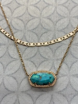 Collar Colgante Kendra Scott Multi Hilo Elisa Oro Rosa Bronce Veteado Verde azulado Foto 1 de 4