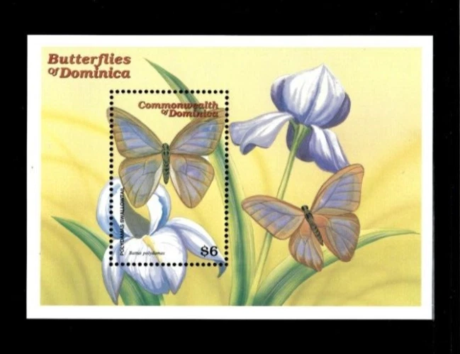 VINTAGE CLASSICS Dominica 2000- Butterflies- Souvenir Stamp Sheet Scott 2199 MNH - Image 1 of 1