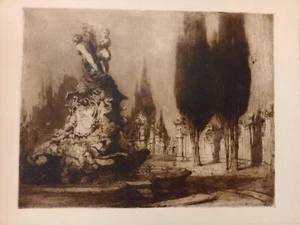 Paolo Minuit Milano Fantaisie Baroque Eau Tinte Original 1920 Impression Antique - Picture 1 of 7