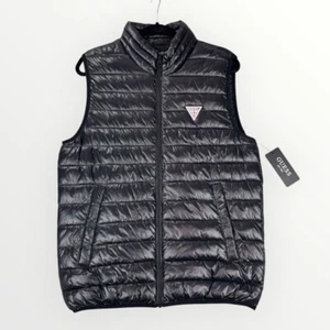 Neu GUESS Herren Small Puffer Weste leichte ärmellose Jacke schwarz Outdoor - Bild 1 von 9