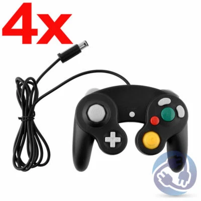 CONSUMER CABLES 4x Black Wired Game Controller for Nintendo GameCube NGC Wii