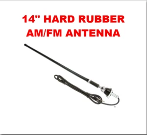 Antena de goma dura negra para automóvil motocicleta-ATV FM/AM 14"" con cable de 48 - Imagen 1 de 4