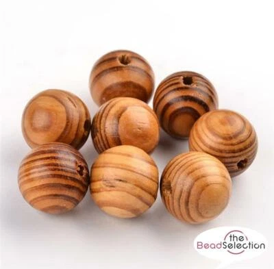20 LARGE STRIPED ROUND BURLY 18mm WOODEN BEADS 5mm HOLE JEWELLERY MAKING BW6 - Image 1 of 2