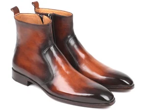 Paul Parkman Brown Burnished Side Zipper Boots (ID#BT486-BRW) - Picture 1 of 6