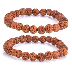 Rudraksha Bracelet Combo For Men and Women ( 5 Mukhi, Brown, Bead Size 8mm ) - Picture 1 of 3