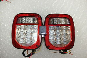 2001-2006 Jeep TJ RED LED Clear Lens Tail Lights Conversion kit