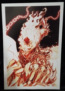 18" x 12" Monochromatic Ghost Rider Print JUAN CARLOS RAMOS - Picture 1 of 1
