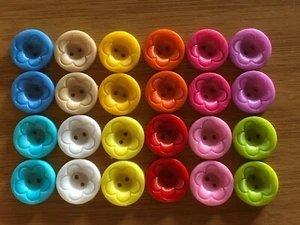 #02 LARGE PLASTIC CRAFT BUTTONS ROUND 12 COLOURS 2 of ea 24pc 25mm 2 HOLE - Picture 1 of 4