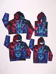 Lion 3D Print Hoodie Men's Hooded Sweatshirt Casual Rave Party Pullover The King - Picture 1 of 4