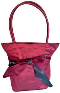 Vintage Claire V. Silk Handbag Purse Wine Red Black Silk Tie - Picture 1 of 8