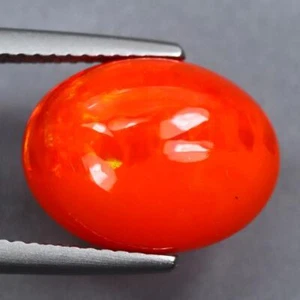 4.25Cts Natural Ethiopian Orange Fire Opal Oval Cabochon Loose Gemstone - Bild 1 von 3