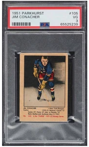 1951 Parkhurst Jim Conacher ROOKIE RC #105 PSA 3 VG - Foto 1 di 2