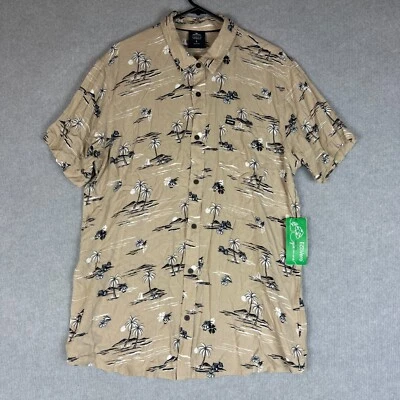 Ripcurl Shirt Mens Large Beige Party Pack Tropical Holiday Button Up NEW RRP $80 - Image 1 of 4