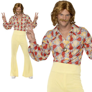 Groovy Guy 60s 70s Kostüm Disco Herren Musik Hippie Palazzo Hose Kostüm M-L