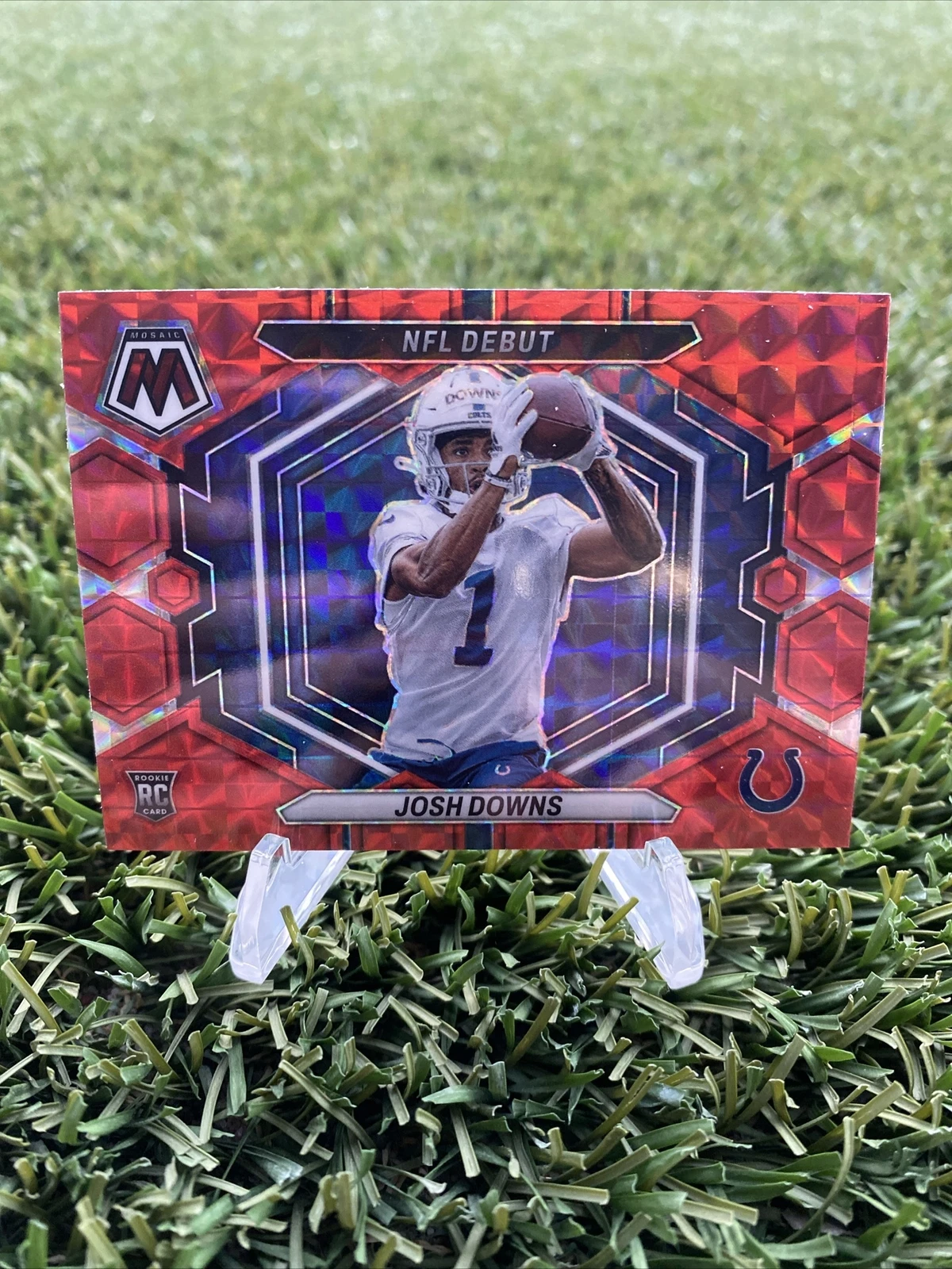 2023 Panini Mosaic Josh Downs NFL Debut Rookie Camo Red #ND-15 RC - Colts