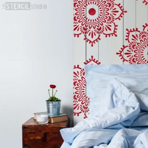Eva Mandala Indische Wandschablone Möbel Stoff Basteln The Stencil Studio 10703 - Bild 1 von 19