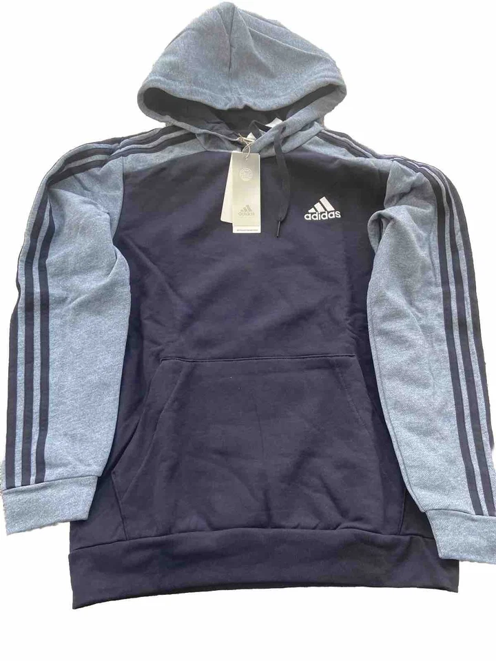 Adidas Essentials Fleece 3-Stripes Hoodie Sweatshirt Black IB4028 Mens Size 2XL