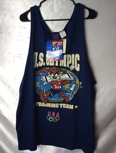 New Vintage Taz Usa Olympic Track Training Team Looney Tunes TankTop 1996 90s XL - Picture 1 of 7