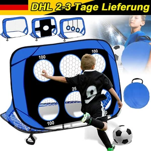 Fußballtore Pop Up Tor Tragbares Fußballnetz 4 in 1 Minitore faltbar Blau - Bild 1 von 19