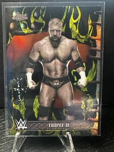 2025 topps chrome wwe cactus jack Triple H Black Yellow Flames SSP Refractor #30 - Picture 1 of 2