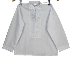 Girls White Shirt Folk Ethnic Embroidered Muslin Long Sleeve Cosplay age 7 Yrs - Picture 1 of 16