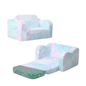 Folding Toddler Chair, Soft Plush Fold Out Kids Couch Sofa Glow in The Dark, - Picture 1 of 8