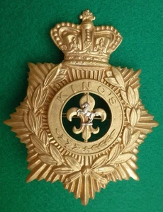 British Army Helmet Plate and Centre - King's Regiment Corps of Drums QVC - Picture 1 of 7