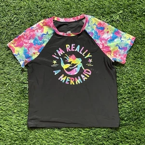 Wonder Nation Girls' Mermaid Rash Guard Swim Shirt XL (14-16) Plus - Picture 1 of 5
