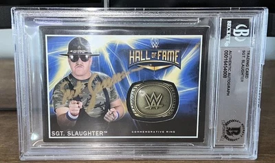 SGT. SLAUGHTER 2016 TOPPS WWE WWF  BRONZE RING AUTOGRAPHED CARD BAS AUTHENTIC - Image 1 of 2