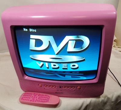 Pacific TV DVD Combo CRT Retro Gaming 14” Stereo Colour P14CP  With Remote Pink - Image 1 of 4