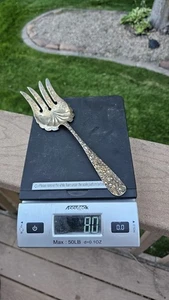 Antique Large Sterling Repousse Serving Fork Floral Silver 80grams - Picture 1 of 12