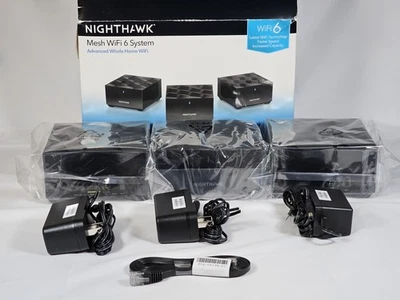 NEW Netgear Nighthawk Mesh Wi-Fi 6 Router MR60 + 2 Satellites MS60 "Whole Home" - Image 1 of 4