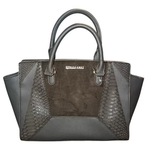 Stella & Max Top Handle Medium Satchel Handbag Purse Color Steele Snake Skin - Picture 1 of 7