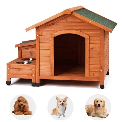 Outdoor Wooden Dog House with Weatherproof Asphalt Roof for Outdoor & Indoor - Image 1 of 4