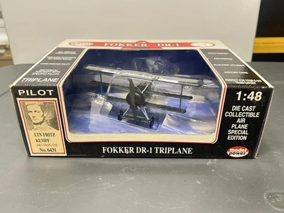 Model Power Fokker DR-1 Triplane 1:48 Diecast Airplane Kempf Pilot NIB Collectib - Image 1 of 4