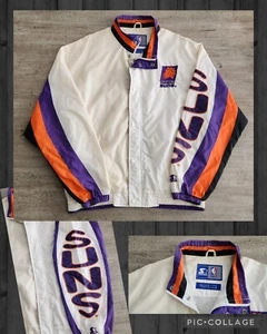 Vintage 90s Starter NBA Phoenix Suns Windbreaker Full Zip Jacket Sz XL - Picture 1 of 17
