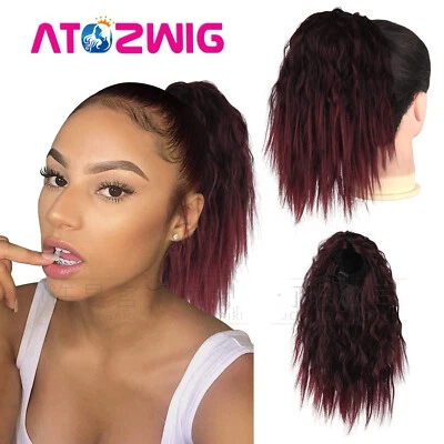 Short Kinky Straight Ponytails Drawstring Ponytail Hair Piece for Black Women US - Image 1 of 4