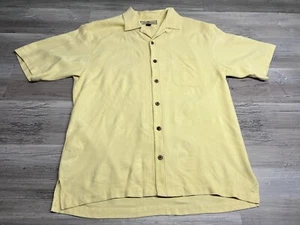 Tommy Bahama 100% Silk Casual Short Sleeve Button Down Shirt Size Medium Yellow - Picture 1 of 5