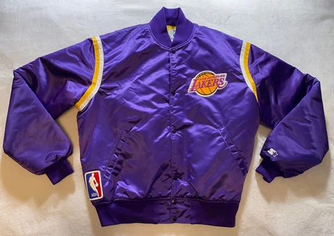 Rare Vintage STARTER Los Angeles Lakers Satin Varsity Jacket 80s 90s Size XL Cover