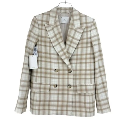NEW Wilfred Destiny FRANCESCA Plaid Blazer Double Breasted Jacket WOMEN 0 - Image 1 of 4