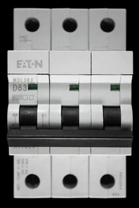 MEM EATON 63 AMP CURVE D 6kA TRIPLE POLE MCB CIRCUIT BREAKER MDL363 - Picture 1 of 6