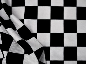 Tela texturizada Liverpool estampada a bala de 4 vías elástica a cuadros negra blanca T29 - Imagen 1 de 1