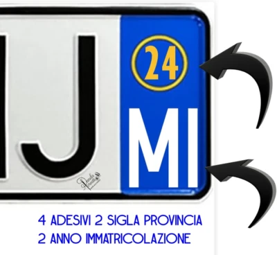 ADESIVI TARGA PROVINCIA E ANNO PER TARGHE AUTO MOTO CAMION CAMPER 2 ANTER 2 POST - Imagen 1 de 4