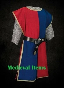 Medieval Knight Two Colored Roman Tabard Sleeveless Tunic Surcoat Men Costume - Picture 1 of 8