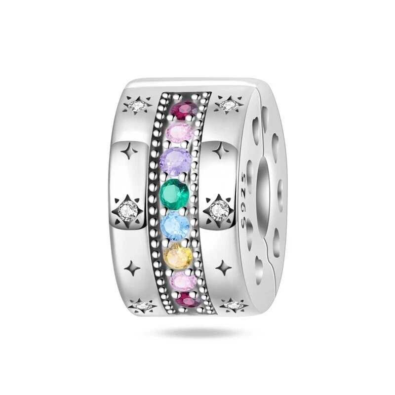 KUNSIR Sterling Silver Clip Lock Spacer Stopper Charm Clasp Bead For Bracelets - Image 1 of 4