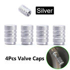 4pcs Tire Valve Stem Car Caps Dust Proof Airtight Air Caps Cover Aluminum Silver