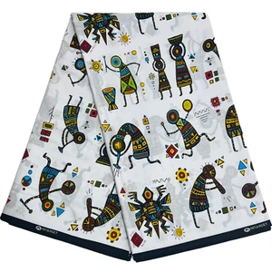 African Fabric Print White Ankara Yards Quality 100% Cotton Sewing Material - Picture 1 of 16