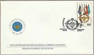 Chile 1992 FDC Military Chiefs of Staff 50th Anniversary - Flags - Picture 1 of 1