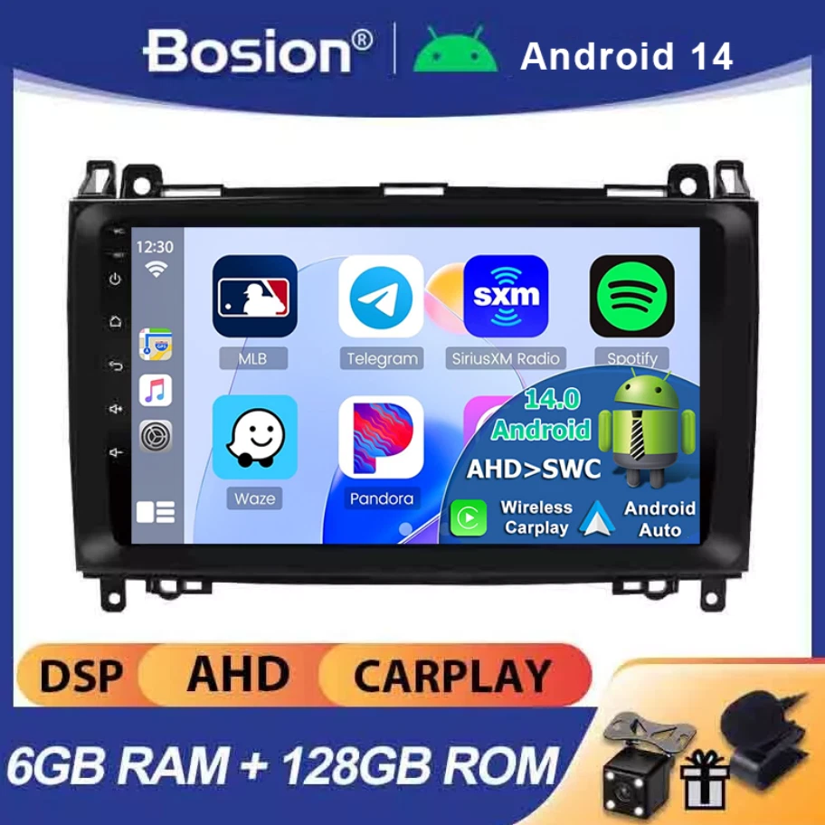 6GB+128GB Android 14 Autoradio CarPlay Für Mercedes-Benz Vito W169 W245 W639 GPS - Bild 1 von 4